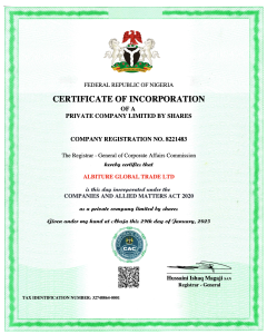 Albiture Global Trade Certificate